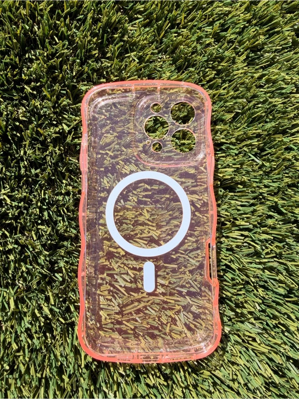 iPhone 16 pro max Transparent Pink Glitter MagSafe-Compatible Phone Case